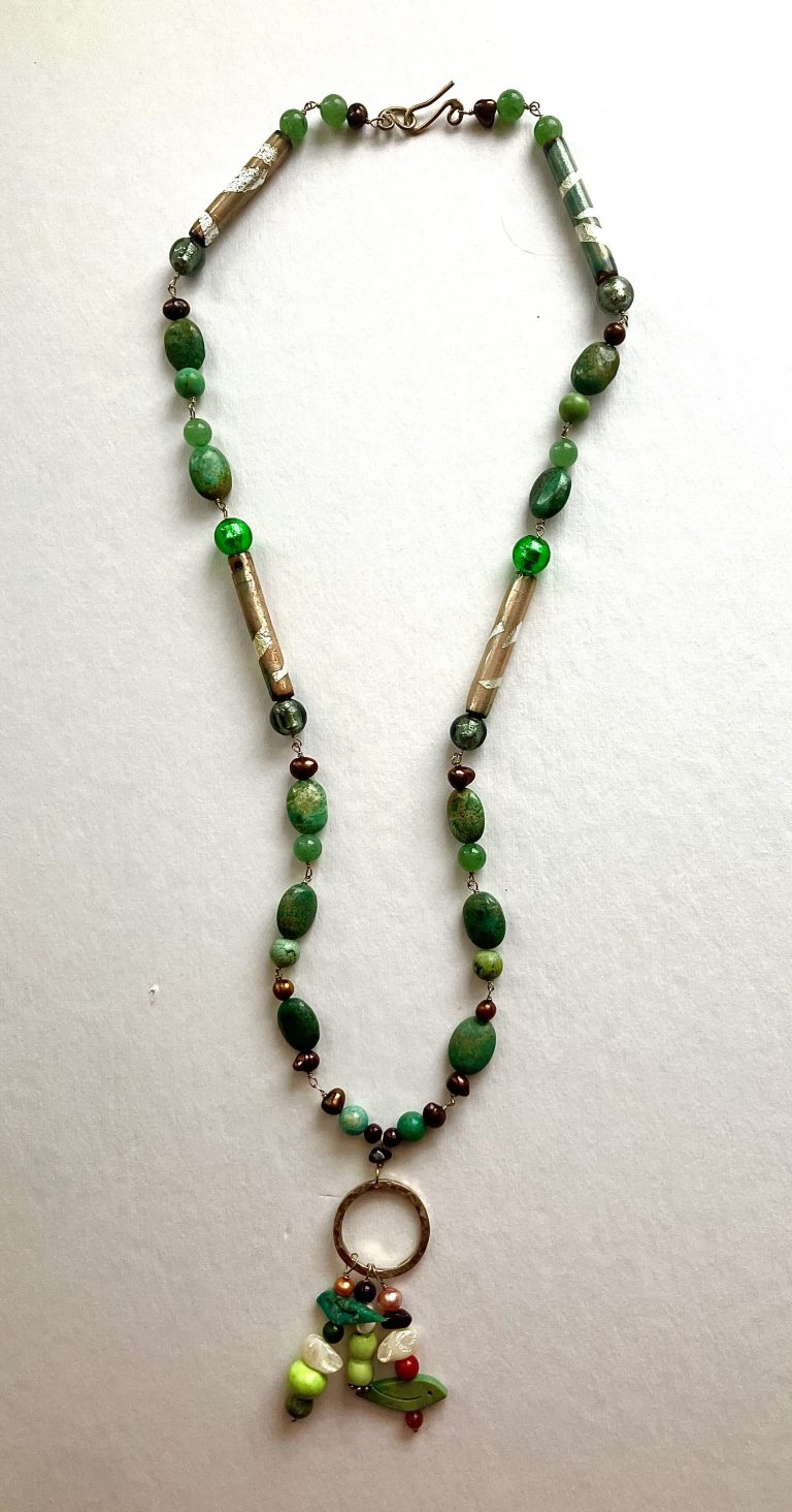 Enamel_necklace__turquoise_and_fresh_water_pearls.