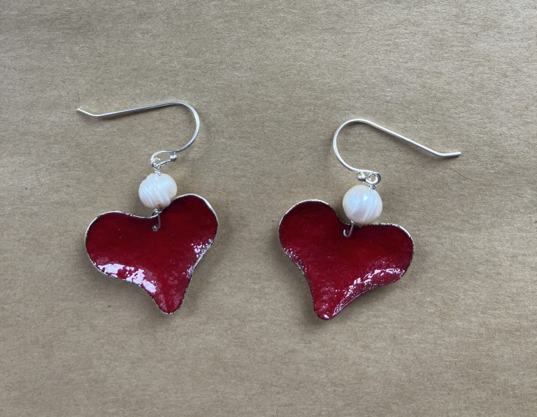 Enamel Heart Earrings